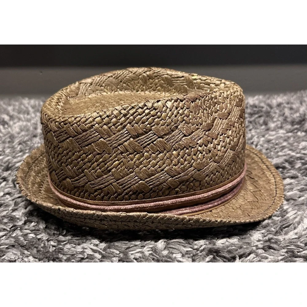 Tommy Bahama Fedora Hat Small Medium Brown Toyo Straw Woven Sun Beach Resort